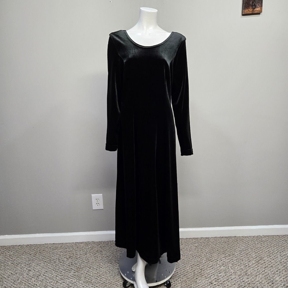 Vintage Coldwater Creek Maxi Dress 8 Black Velvet Whimsgoth‎ Fairy Vamp Swing